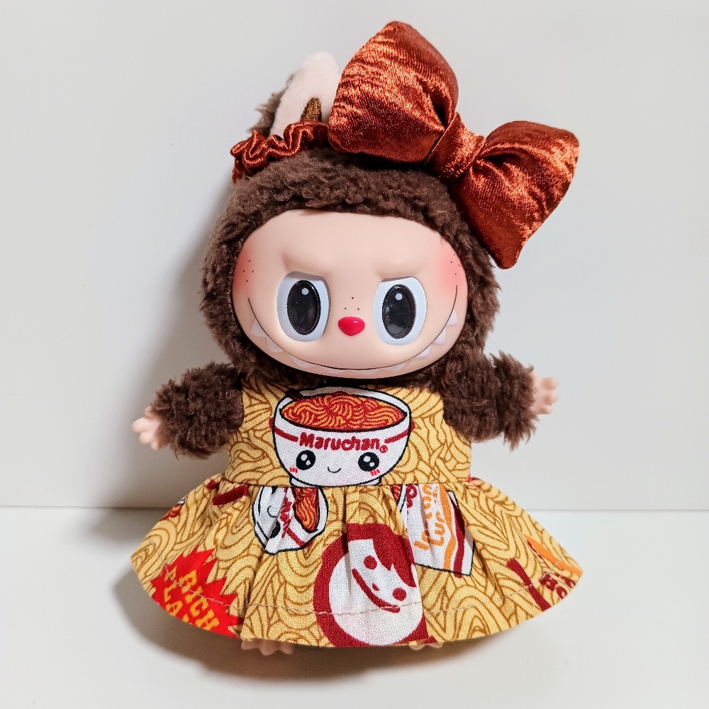 Custom Maruchan Instant Ramen Dress and Satin Bow Made to Fit Labubu